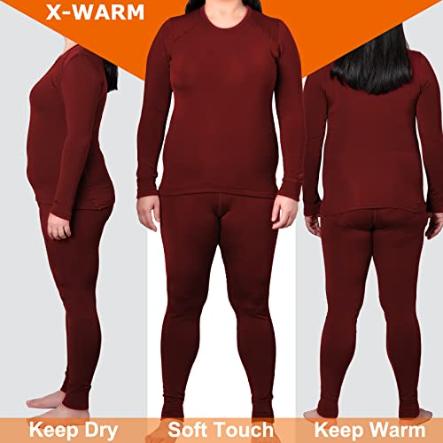 Image of Women Thermal Underwear Long Johns Set with Fleece Lined Ultra Soft Base Layer Cold Weather Top Bottom