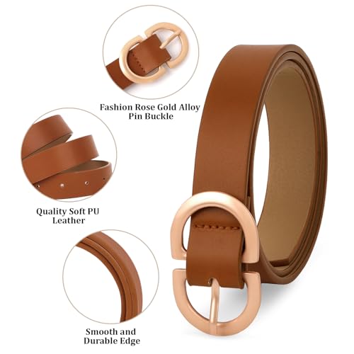 YARIEW 4 Pack Leather Belts for Women Women's Belts for Jeans Pants Stretchy Belt for Women Fashion Ladies Dress2