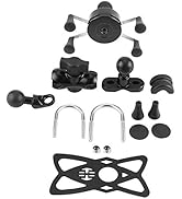 Motorcycle Phone Mount, Aluminium Alloy + ABS Motorcycle Bike Cell Phone Support 360 Degree Alumi...