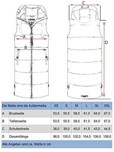 Navahoo Damen ärmellose lange Outdoorweste warme Winterjacke Schnuffelchen Black Gr. M