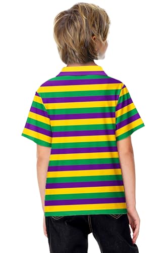 Image of AOBUTE Kids 4th of July Polo American Flag Short Sleeve Button Down Shirts Tops 3-14 Years