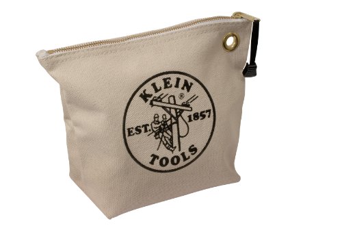 Klein Tools 5539NAT Canvas Zipper Pouch, 10-Inch Tool Bag Storage Organizer, Natural