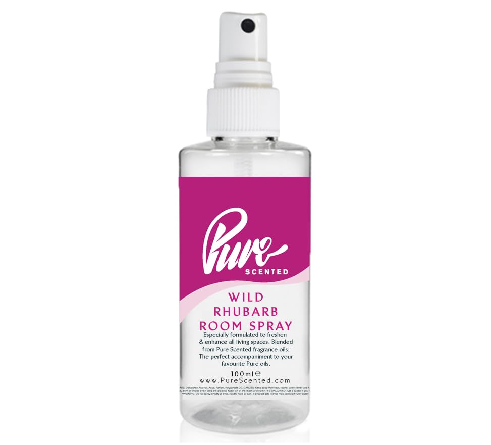 Pure Scented 100ml Room & Fabric Sprays Suitable For Home, Car, Caravan, Work, Gym Bags, Odour Eliminators (1 x 100ml, Wild Rhubarb)