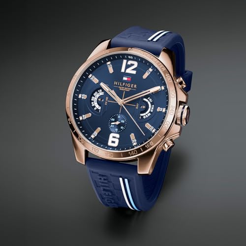 Miniatura 2 de Tommy Hilfiger Reloj Analógico Multifuncional De Cuarzo Para Hombres Con Correa De Silicona, Acero Inoxidable O Cuero, Subesferas Para Día Y Fecha, Resistente Al Agua Hasta 5atm.