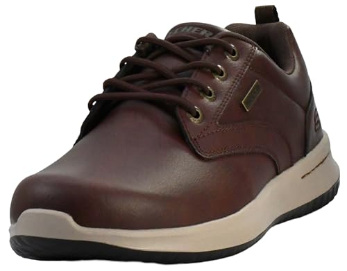Skechers Men's Delson-Antigo Oxford, Red/Brown, 10.5 M US