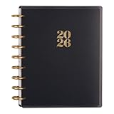 Happy Planner Disc-Bound Planner Jan.–Dec. 2026, Includes 3 Extra Months and 2 Sticker Sheets, Classic Size, 7" x 9.25", Dashboard Layout, Modern Texture