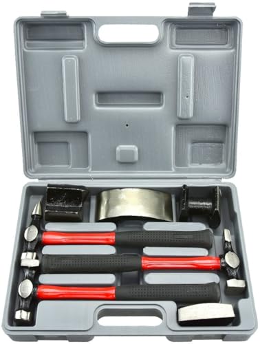 Neiko 20709A Heavy Duty Auto Body Hammer and Dolly Kit, 7 Piece, Silver