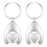 Ouligay 2 Stück Einkaufswagenlöser Abnehmbarer Einkaufschip Schlüsselanhänger mit Einkaufswagenchip, Edelstahl Einkaufswagen Schlüsselanhänger für Supermarkt Einkaufswagen