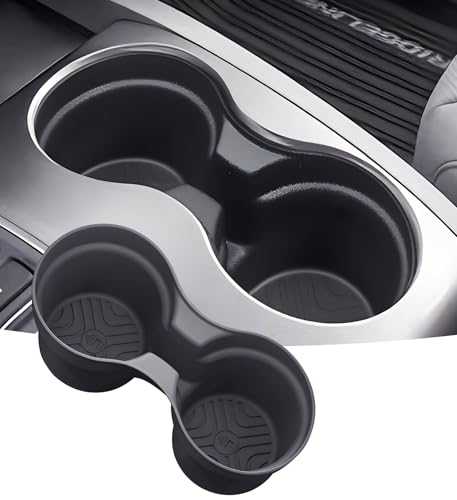 Image of Center Console Cup Holder Inserts for Honda Pilot 2016-2022 & Passport 2019-2023 & Ridgeline 2020-2023, Interior Accessories TPE Car Cup Holders Covers Protector, Black