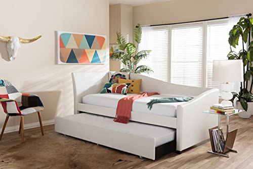 Baxton Studio Vera Faux Leather Twin Daybed With Trundle In White #TOP7