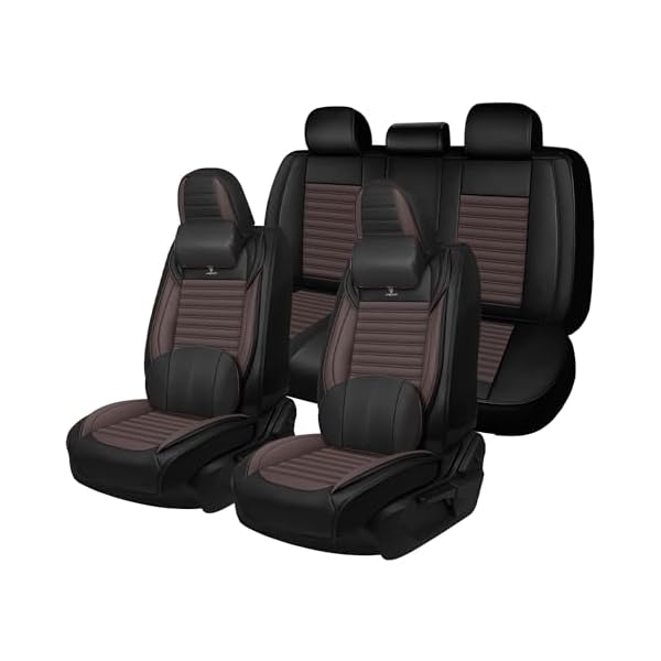 Car Seat Cover for Jeep Cherokee 2014-2024 Full Coverage Nappa Leather Car Seat Protector, Fashion Anti-Slip Waterproof Breathable Easy to Install, Auto Interior Accessories(Full Set,Black&Coffee)