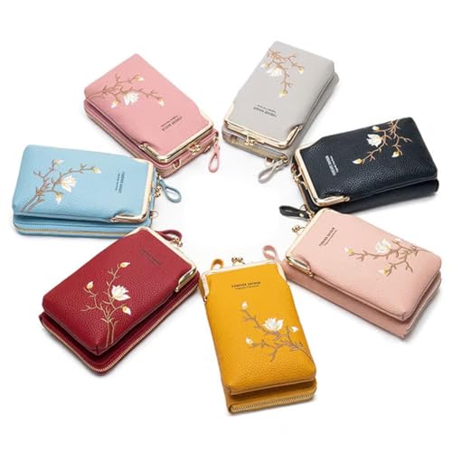 Rategrades Women Sling Cross-Body Wallet with Mobile Cell Phone Holder, Mini Leather Passport Cross-Body Bags2