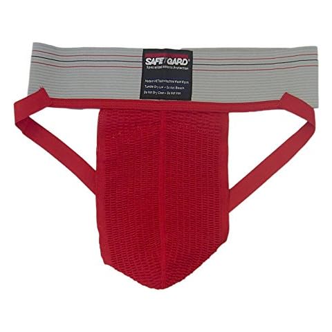 SafeTGard Adult Athletic Supporter without Pocket (Red/Gray, Medium) Cover