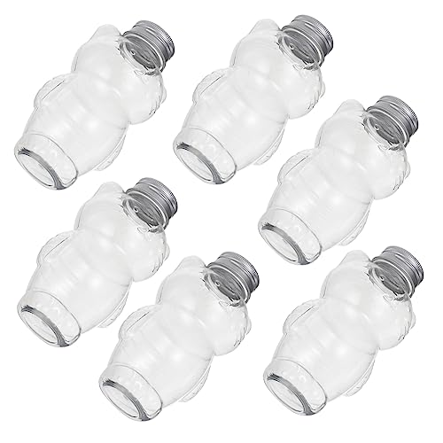 LIFKOME 6pcs Plastic Beverage Bottles Milk Tea Juice Bottle Reusable Juice for
