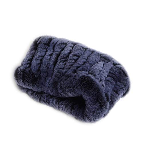 XUYUZUAU Cache-cou pour Femmes Véritable Fourrure de Lapin Écharpe Circulaire Bandeau Haute Élasticité Hiver Chaud