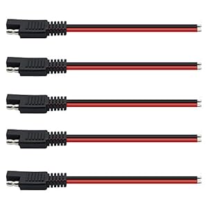 PNGKNYOCN 12V SAE Connector Kabel.14AWG 15cm SAE 2-pins enkele stekker Snelle connector loskoppelen Plug SAE Auto Verlengkabel voor motorfietsen, auto’s, tractoren (5-pack)