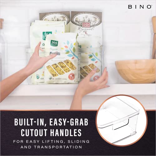 Bino | Plastic Storage Bins, Square - 3 Pack | The Lucid Collection | Multi-Use Organizer Bins | Built-In Handles | Bpa-Free | Clear Storage Containers | Fridge Organizer | Pantry & Home Organization #TOP2
