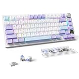 ATTACK SHARK X820ULTRA メカニカルキーボード ゲーミングキーボード 発光Type-Cケーブル カスタム 75％配列 無線/有線/BT 三模接続 ホットスワップ 軸交換可能 PBTキーキャップ RGBバックライト LEDディスプレイ ノブ付き コンパクト 大容量バッテリー eスポーツ 高耐久 高コスパ MAMBASNAKEコラボレーション-スターライトホワイト シャーク軸
