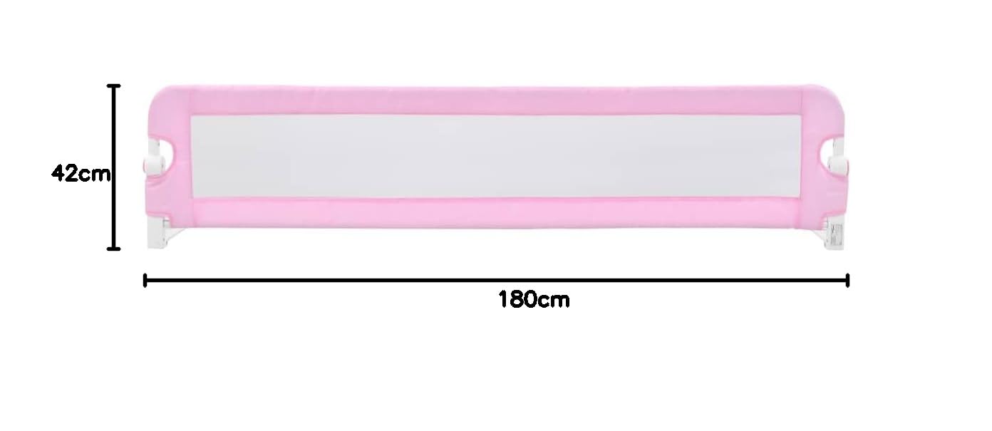 vidaXL Sponde Letto per Bambini Pieghevoli Barriera di Sicurezza per la Nanna Rosa 180x42 cm in Rete in Poliestere Tubi in Metallo