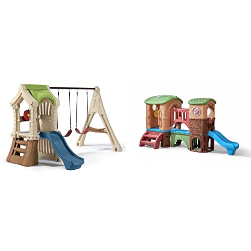 Step2 Play Up Gym Set | Kids Outdoor Swing Set With Slide | Plastic Play Set With Swings & Clubhouse Climber Playset – Toddler Play Gym With Elevated Clubhouse, Two Slides, And Crawl-Through Tunnel #TOP19
