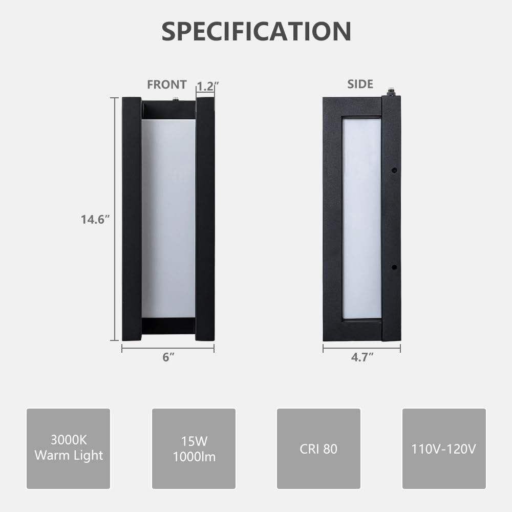 LED Outdoor Wall Sconce Dusk to Dawn Exterior Porch Lighting image 3