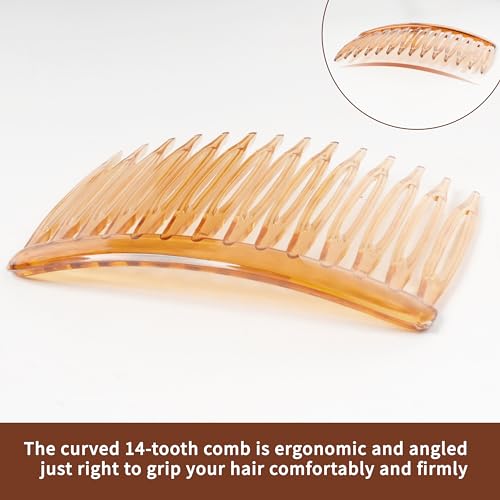 tashow 24 pcs hair side combs for women fine thin hair 14 teeth decorative hair combs for women girls bridal wedding veilwide black transparent light coffee