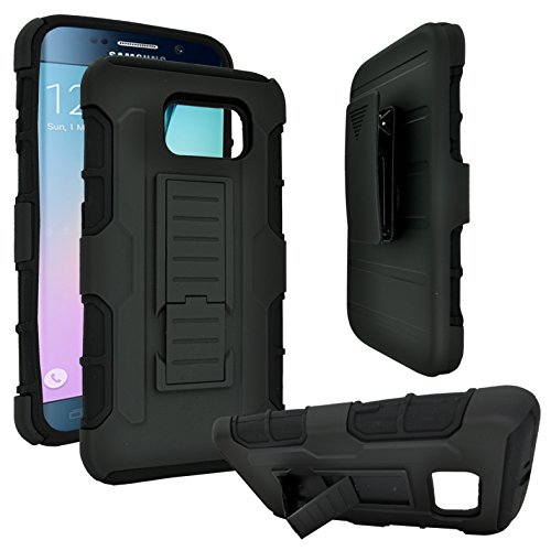 Galaxy S7 Plus Case, Customerfirst, For Samsung Galaxy S7 Plus Heavy Duty Armor Shock Proof Dual Layer Holster Locking Belt Swivel Clip With Kick Stand (Robot Black) #TOP12