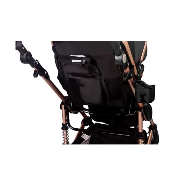 GaGaDumi Florida Kinderwagen 3 in 1 Komplettset mit Autositz - Baby Stroller 3 in 1 TÜV - Kombikinderwagen 3 in 1 Komplettset Voll-Gummireifen - Wickeltasche Schwartz/Gold – Bild 5