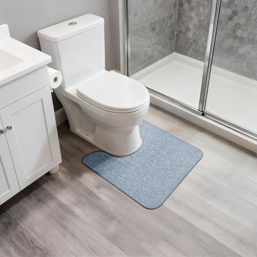 Image of Bosap Toilet Rugs U Shaped Bathroom Rug,Machine Washable Non Slip Quick Dry Super Absorbent Ultra Thin Toilet Mats for Bathroom Toilet.Blue,1'8 inchx2'(20x24inch)