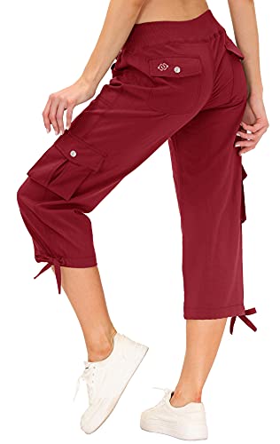 MoFiz Women's Cargo Capris Hiking Pants Lightweight Quick Dry Outdoor Athletic Travel Casual Loose Comfy Cute Pockets