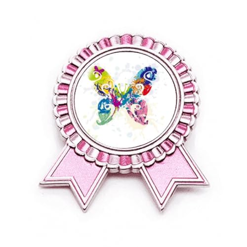 Broche fleur rose médaille M en métal au design prestigieux lauréat