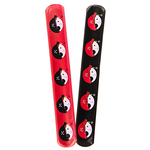 LG-Imports Piraten Schnapparmbänder Klatscharmband Piratenparty (6 Schwarz/6 Rot)