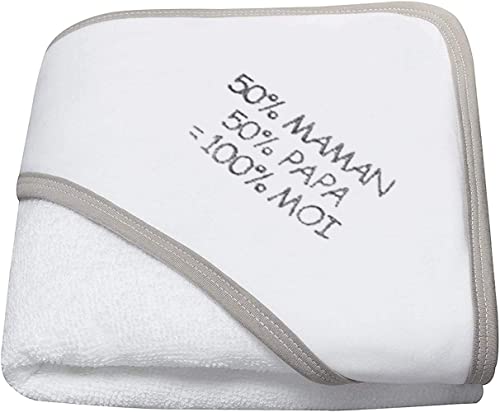 NOSBEBES® Fabricado en Europa con salida de baño bordada, albornoz con guante, 100% algodón, ideal como regalo para nacimiento de bebé, toalla con capucha para bebé, toalla de baño para bebé