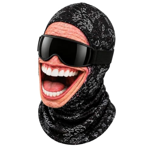 Funny Realistic Old Man Ski Mask,Novelty 3D Print Balaclava with Neck Cover