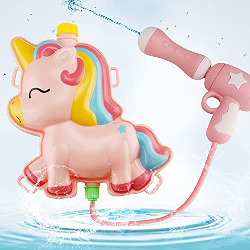 Klokliv Water Gun, Children's Backpack Water Spray Gun, 2000ML Large-Capacity Water Tank, Water Gun Backpack with Adjustable Strap, Summer Water Cannon Toy Outdoor/Pool/Beach Water Fighting Toy (Pink)