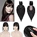 SEGO 120% Density Hair Topper With Bangs Silk Base Human Hair Top Hair Pieces Clip in Crown Topper for Slight Hair Loss Thinning Hair Cover Gray Hair -12 Inch Natural Black
