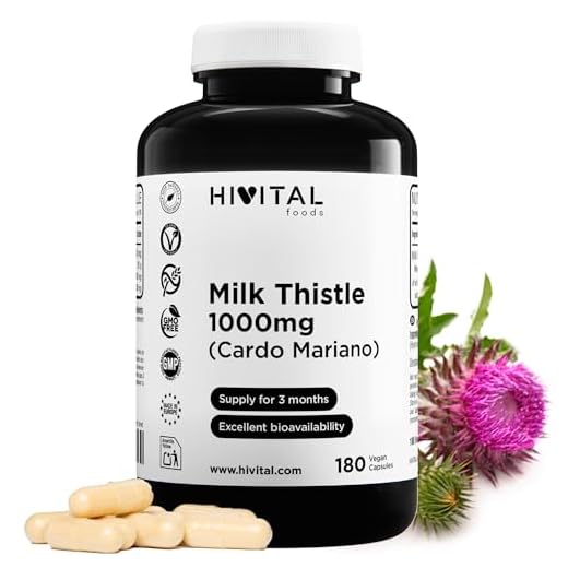 Cardo Mariano 1000 mg. 180 cápsulas veganas para 6 meses de tratamiento. Extracto concentrado 25:1 con un 80% de Silimarina y un 30% de Silibina e Isosilibina. Fabricado en España por HIVITAL