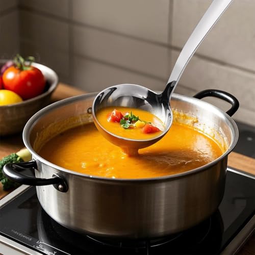 image for HIFIND Kitchen Stainless Steel 11.2 Inches Round Soup Ladle Ergonomic 