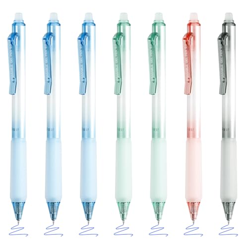 Set de 7 bolígrafos borrables retráctiles punta fina 0.5 mm miniatura 1
