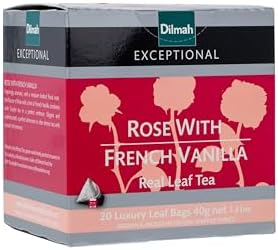 Dilmah Exceptional Rose with French Vanilla Black Tea Leaf 1.41oz 1 Box - 20 Bags Count