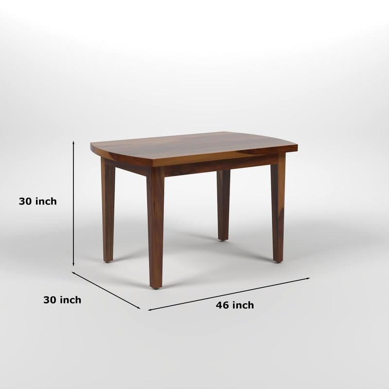 Image of Sheesham Wood Oval Dining Table with Cushion Chairs Set for Home Hall | Solid Wood Dinner Table with Chairs for Hotels | Dining Room Sets (Natural Finish 1, 4 Seater)