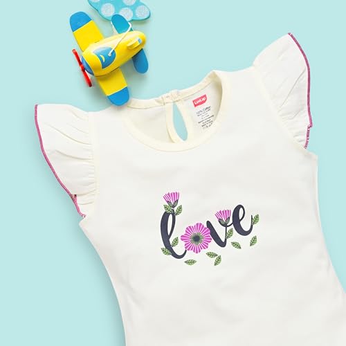 Image of LuvLap Baby Girls Regular Fit 100% Cotton Half Sleeves Girls Top CoSets Pack of 3