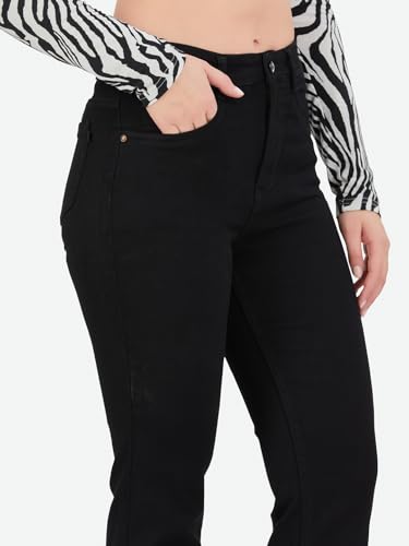 Image of FCK-3 Stretchable Denim High Rise Straight Fit Full Length Classic Jeans for Women
