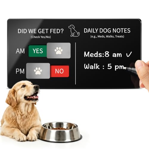 EliteSign Dog Feeding Reminder Sign with Dry Erase Notes, Did You Feed the Dog AM PM Slider, Magnetic Dog Fed Sign for Refrigerator, Pet Feeding Schedule Tracker for Food, Meds, Walks & Treats