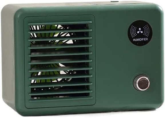 New Mini Desktop Retro Air Cooler Humidifier Refrigeration Air Conditioning Fan Desktop Moisturizing Spray Small Fan (Color : Cold Fan Green, Size : USB)