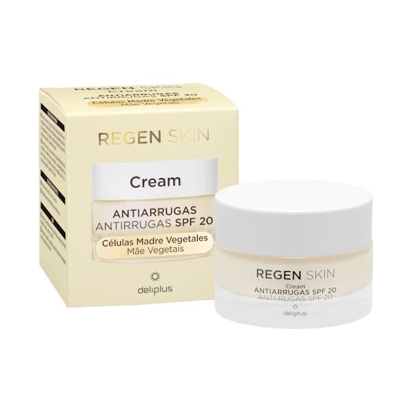Crema facial día Antiarrugas Regen Skin Deliplus SPF 20 piel normal, seca y muy seca | 1 Tarro de 50 ml