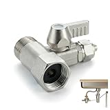 Raccordo a T da 3/8" a 3/8" e 1/4" con valvola di intercettazione, adattatore acqua in ottone nichelato per Frigo americano, Osmosi, Filtro per acqua, macchina da caffè