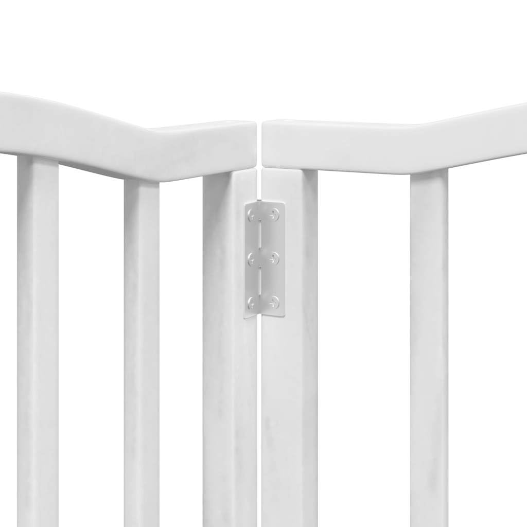 Homgoday Barrera para Perros,Barrera de Seguridad para Perros Mascotas,para Escaleras y Puertas Puerta para Perros Plegable 9 Paneles Madera álamo Blanca 450cm