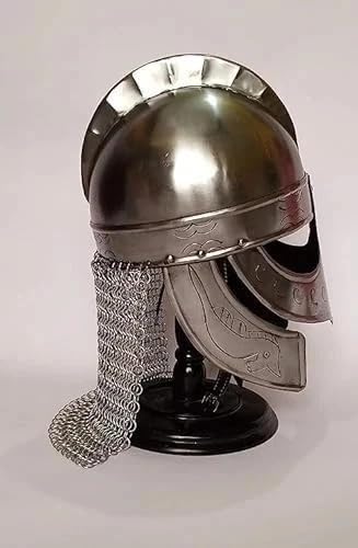Viking Norman Helmet with Chain Mail Medieval Armor Replica | Steel & Brass Material, Adult Unisex, Halloween Cosplay, Celtic Style, Wipe Clean Care