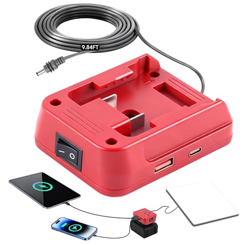 Starlink Mini Battery Adapter Compatible with Milwuakee18V/20V Batteries, 9.84FT 18AWG Starlink DC Electronic Power Cord with Independent Button and Low Voltage Protection for Starlink mini Batteries